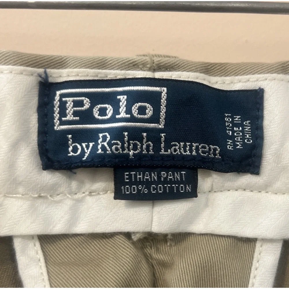 Polo Ralph Lauren Ethan Pleated Khaki Pants Men 40x30 Beige Cotton Canvas Chinos